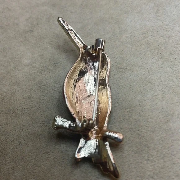 Enamel and Rhinestone Parrot Brooch - Picture 3 of 5